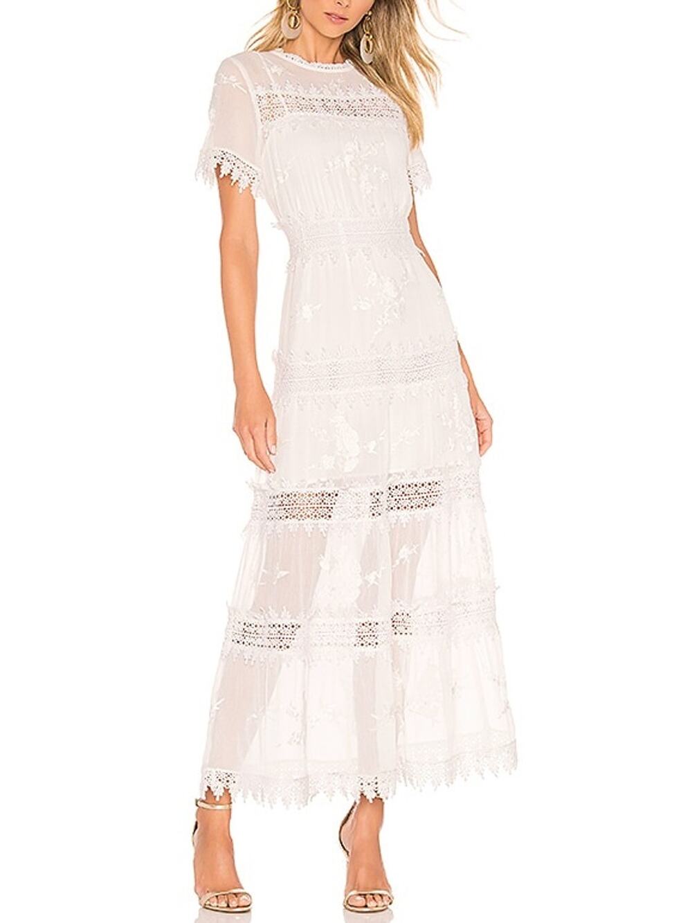 Tularosa Embroidered White Emmeline Dress Size XS